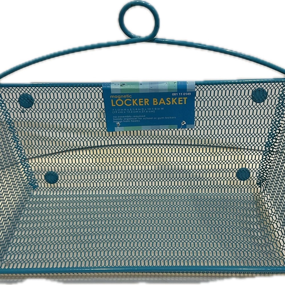 NEW VTG MAGNETIC LOCKER BASKET BLUE TEAL SCHOOL GYM WORK WORKOUT ORGANIZE STYLE
